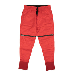 Red Satin Zipper Pants