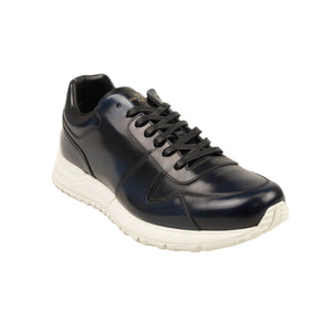 Blue Waxed Leather Run Away Sneakers