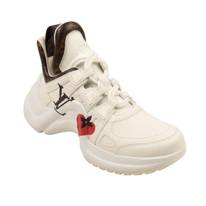 White Leather Game On LV Archlight Heart Sneakers