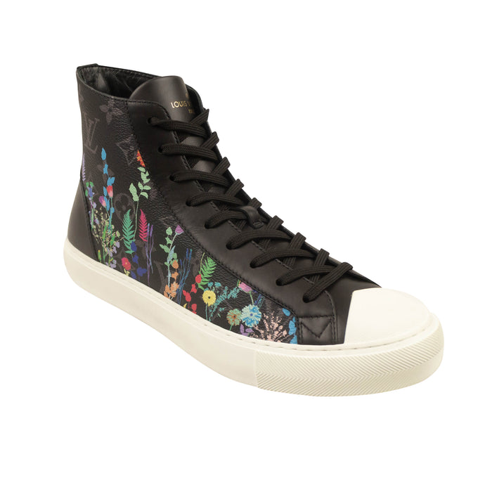 Black Leather Eclipse Tattoo Hi Top Sneakers