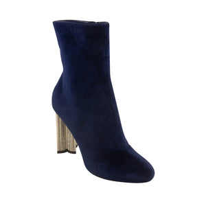 Blue Silhouette Rhinestone Heel Ankle Boots