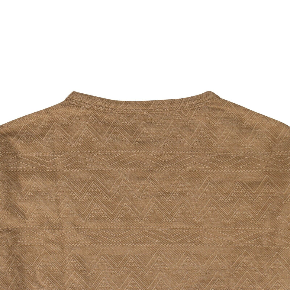 Khaki Graham Jacquard Long Sleeve T-Shirt