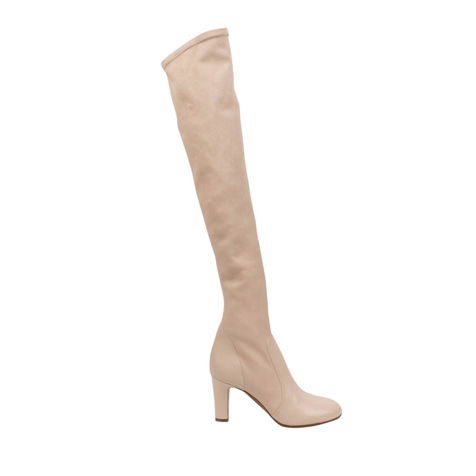 A Plan Application Over the Knee Heel Boots - Nude