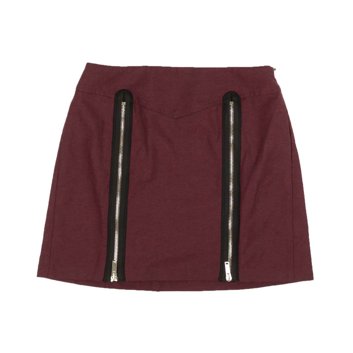 Maroon Wool Blend Miniskirt