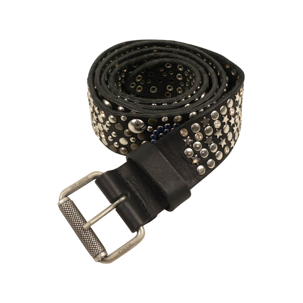 Black Leather Silver Stud Belt