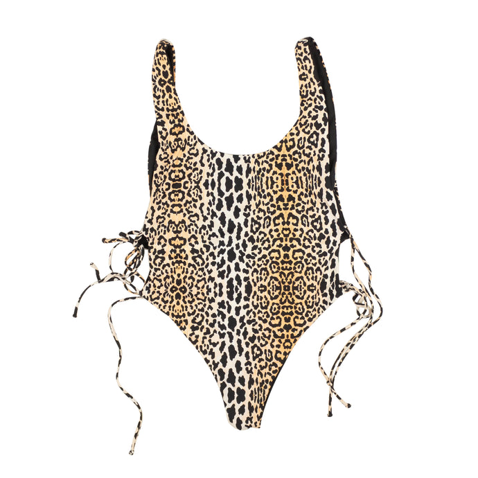 Black And Brown Leopard One Piece Swimsuit
