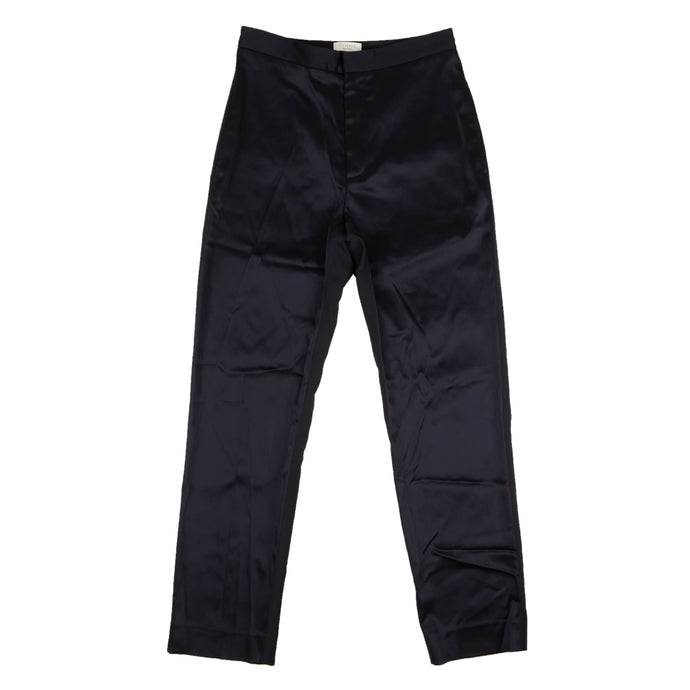 Navy Blue Acetate Classic Slim Pants