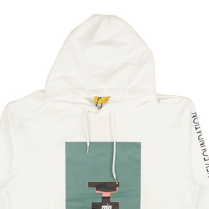 White Graphic Print Pullover Hoodie