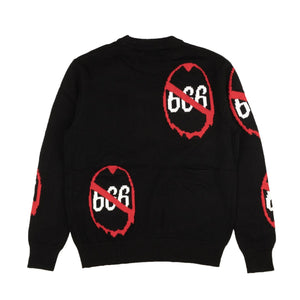 Black Anti 666 Knit Crewneck Sweater