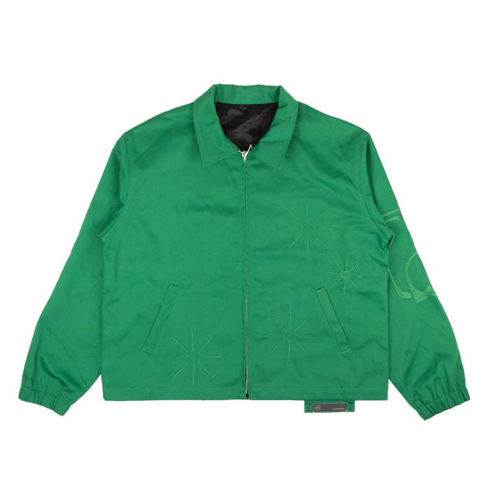 Green Zip Front Embroidered Jacket