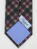 Plaid Pattern Silk Neck Tie - Black / Red / Yellow