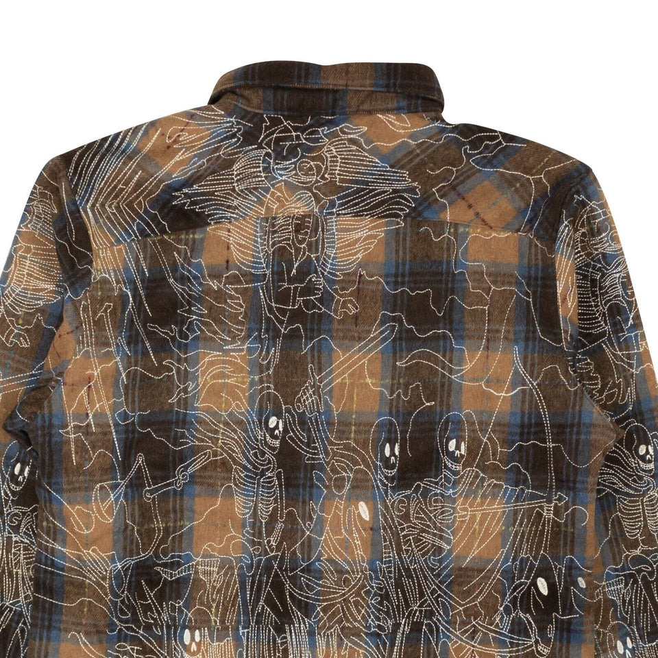 Brown Horsemen Embroidered Flannel Overshirt