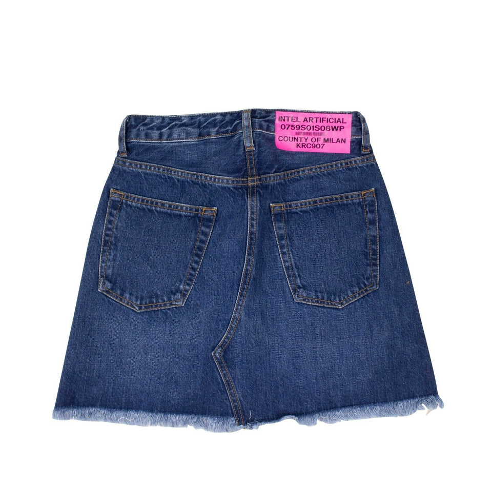 Vintage Wash Denim Mini Skirt - Blue