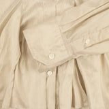 Women's Beige Silk Striped Button Down Shirt