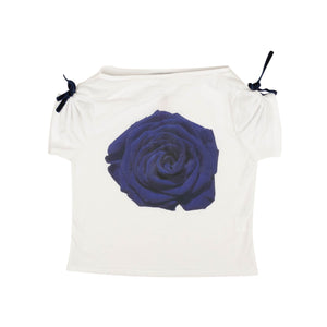 White And Blue Rose Short Sleeve T-Shirt