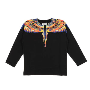 Children's Black Multi Tempura Long Sleeve Wings T-Shirt