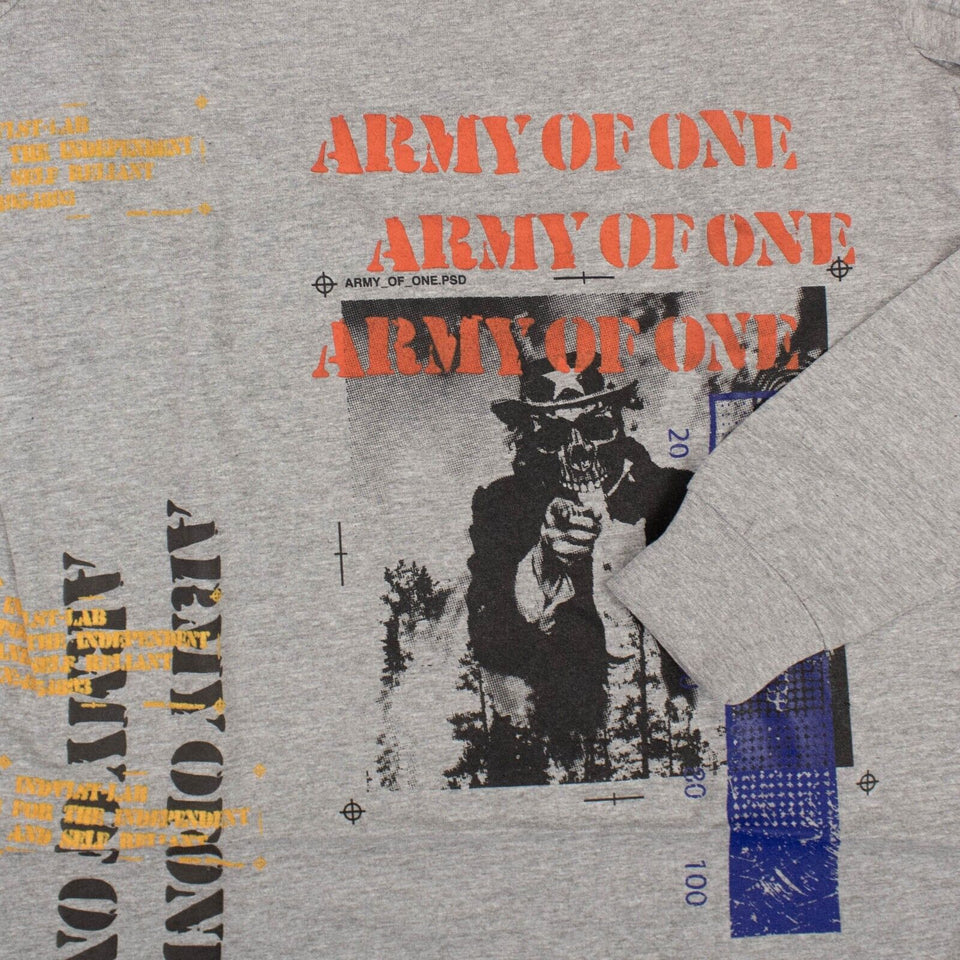 Grey Hand Printed Army Of One Long Sleeve T-Shirt