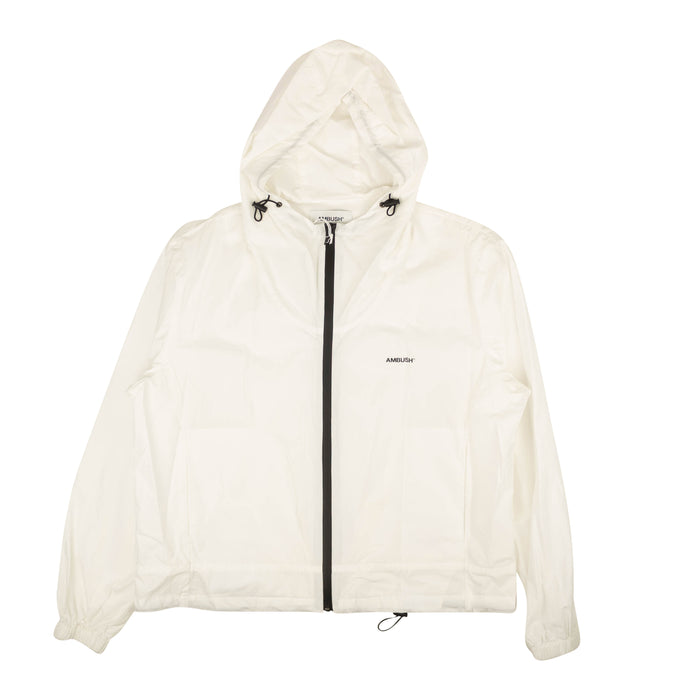 White Logo Hooded Zip-Up Hoodie Jacket