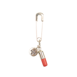 Silver And Red Pill Charm Earring
