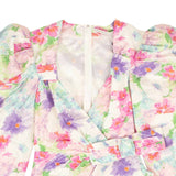 Pink Multi Floral Silk Taffeta Mini Dress