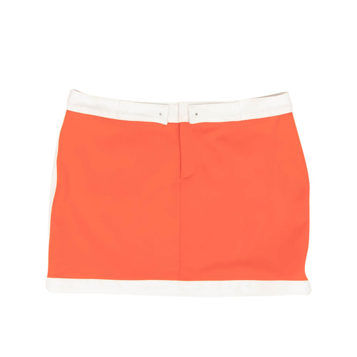 Orange And White Polyester Mini Skirt