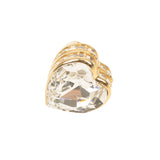 Gold And Clear Heart Box Crystal Ring