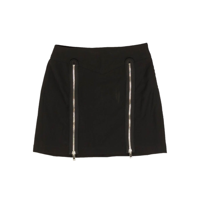 Black Zipper Pleat Miniskirt