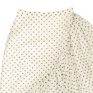 White And Black Flocked Tulle Asmmetric Skirt