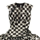Black And Silver Sequined Sleevless Drop Waist Dress