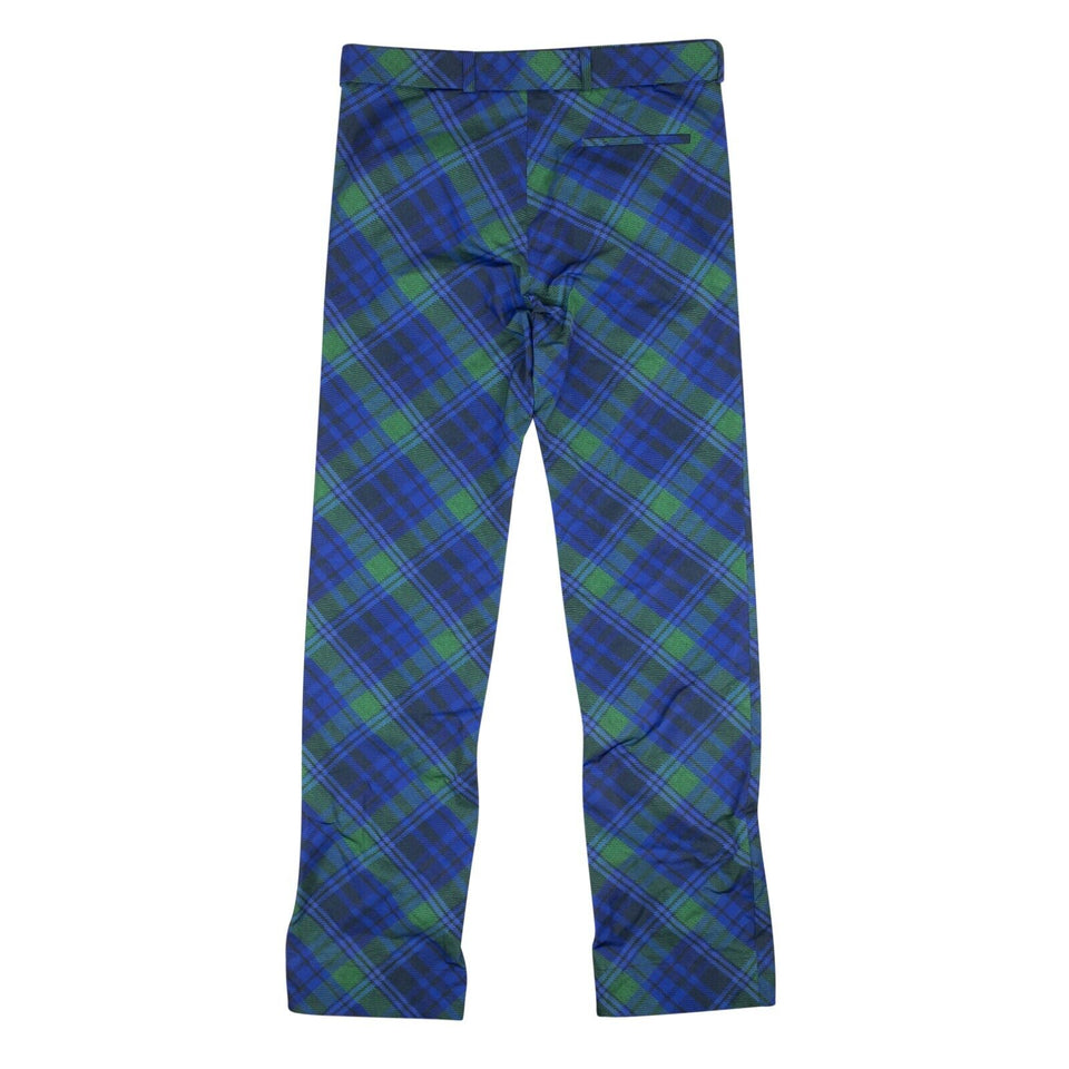 Blue And Green Studded Tartan Print Trousers