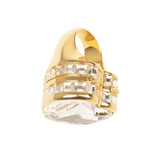 Gold And Clear Heart Box Crystal Ring