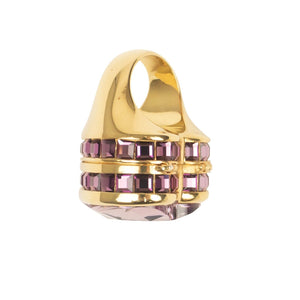 Gold And Purple Heart Box Crystal Ring