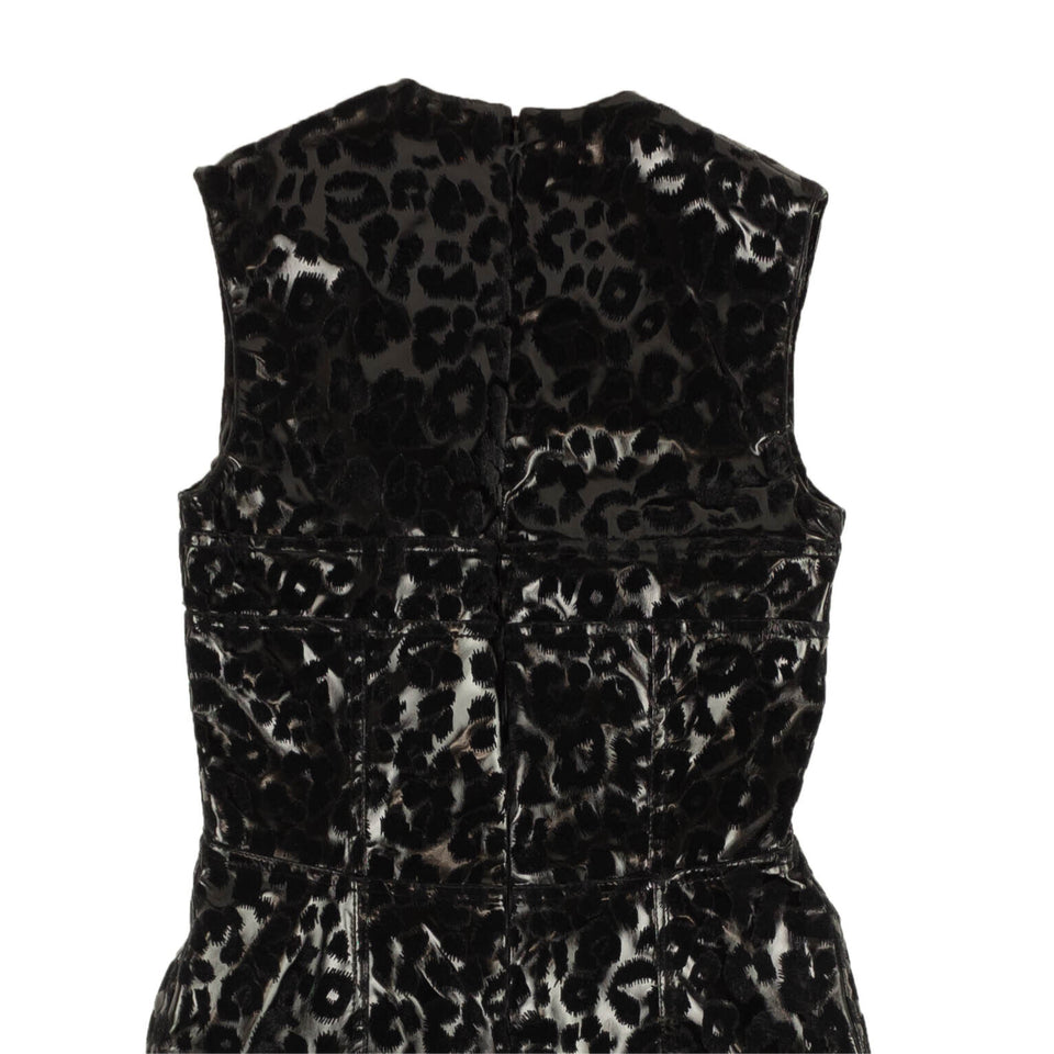 Black Embossed Leopard Mini Dress