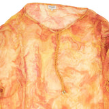 Blood Orange Marble Print Silk Robe