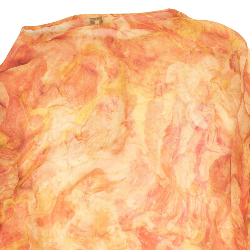 Blood Orange Marble Print Silk Robe