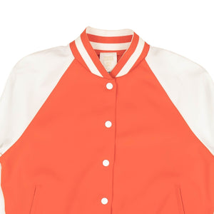 Orange And White Snap Baseball Jacket