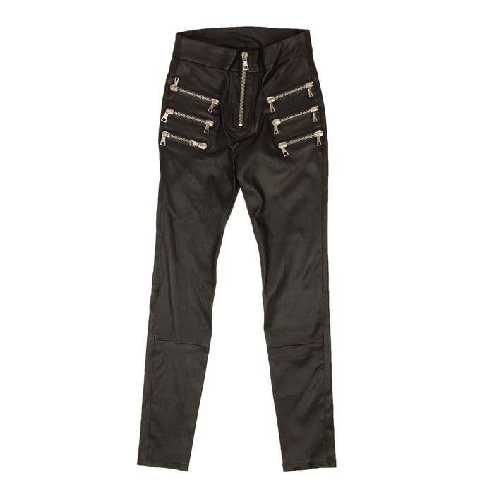 Black Skinny Leather Zipper Pants