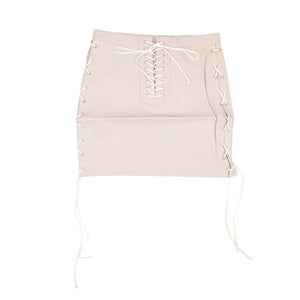 Ice Gray Leather Side Lace Up Skirt