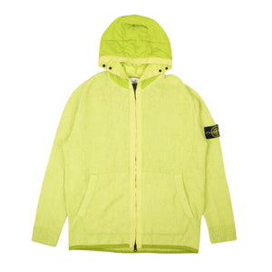 Lime Green Boucle Zip-Up Puffer Hoodie