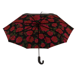 Black Fuchsia Floral Folding Umbrella