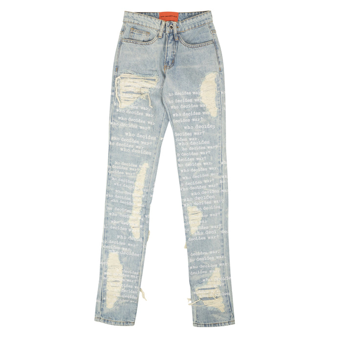 Blue Scripture Embroidered Denim Jeans