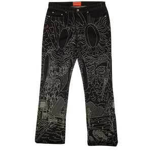 Black Duality Coal Embroidered Denim Jeans