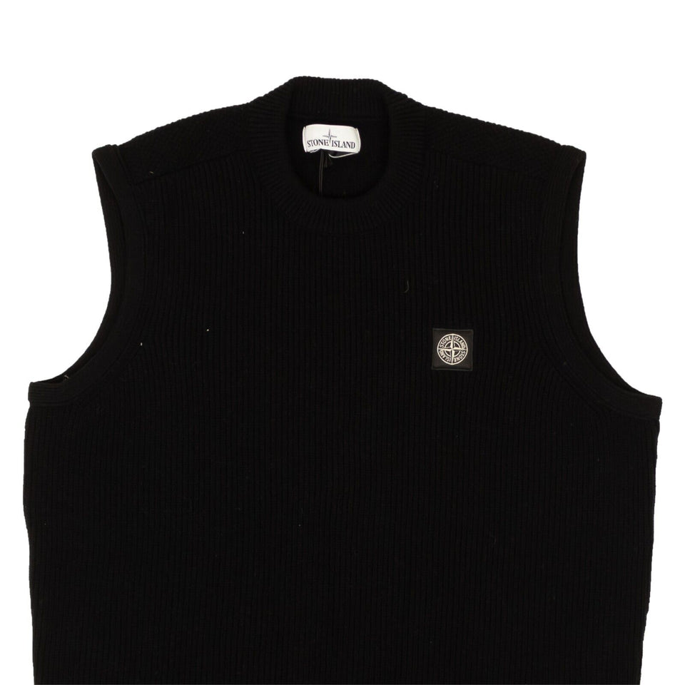 Black Knit Crewneck Sweater Vest