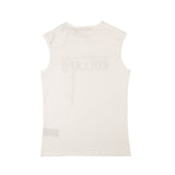 White Kollaps Print Sleeveless Slim T-Shirt