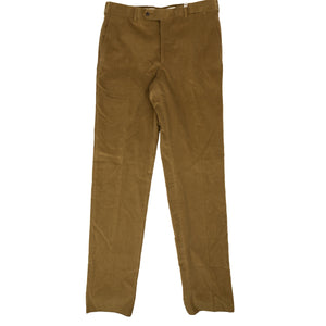 Brown Cotton Blend Corduroy Casual Pants