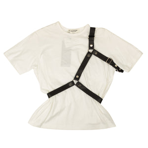 White Black Strap Short Sleeve T-Shirt