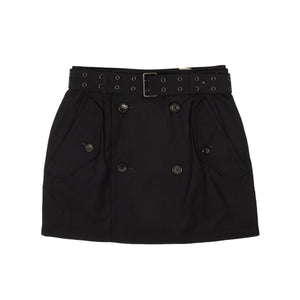 Navy Blue Double-Breasted Belted Mini Skirt