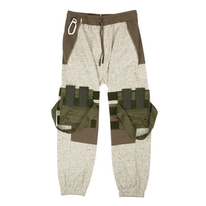 Olive And Grey Colour Block Track Pants