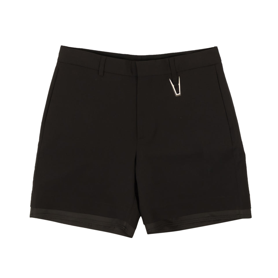 Black Polyester ""A"" Tailoring Shorts