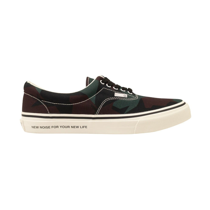 Black Green And Burgundy Print Canvas Low Sneakers
